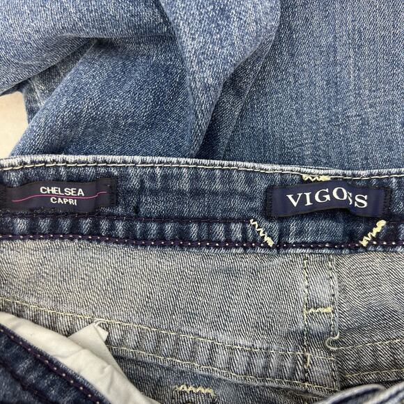Vigoss Jeans Women's Size 3/4 Chelsea Capri Heritage Fit Raw Hem Bling Flashy - Picture 12 of 16